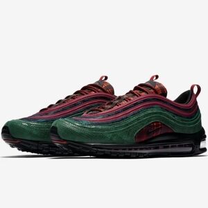 Rare Nike Air Max 97 NRG Plaid Jacket Pack Green Burgundy Suede AT6145-600